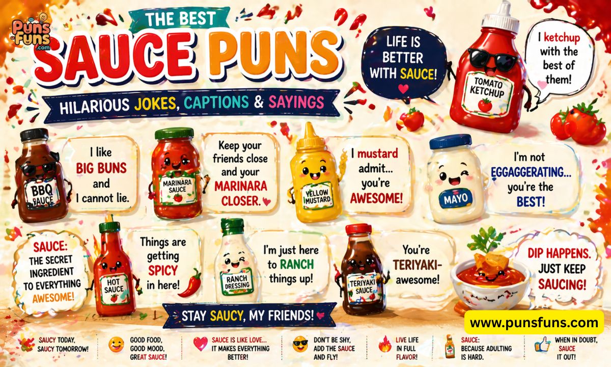 Best Sauce Puns Hilarious Jokes, Captions & Sayings