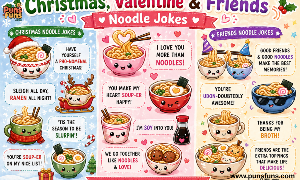 Christmas, Valentine & Friends Noodle Jokes