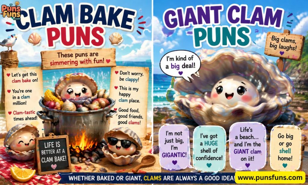 Clam Bake Puns & Giant Clam Puns
