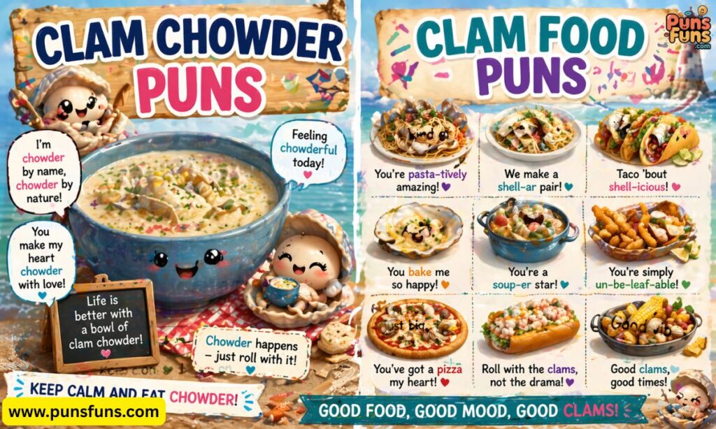 Clam Chowder Puns & Clam Food Puns