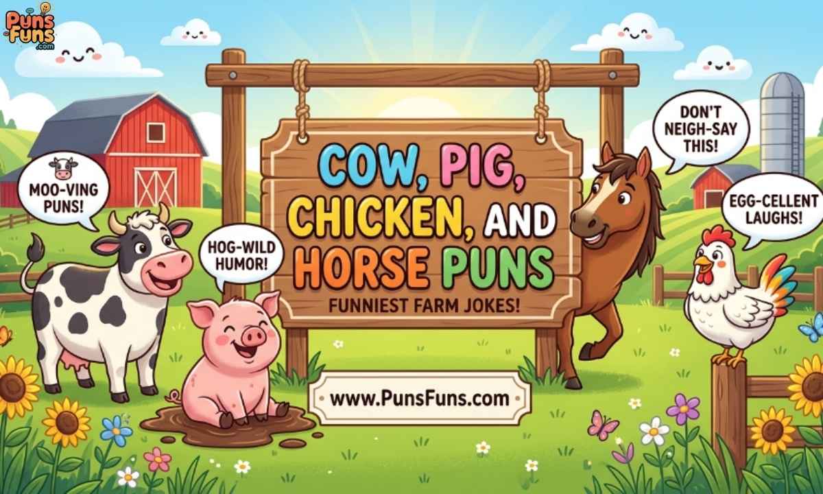 Cow, Pig, Chicken, and Horse Puns