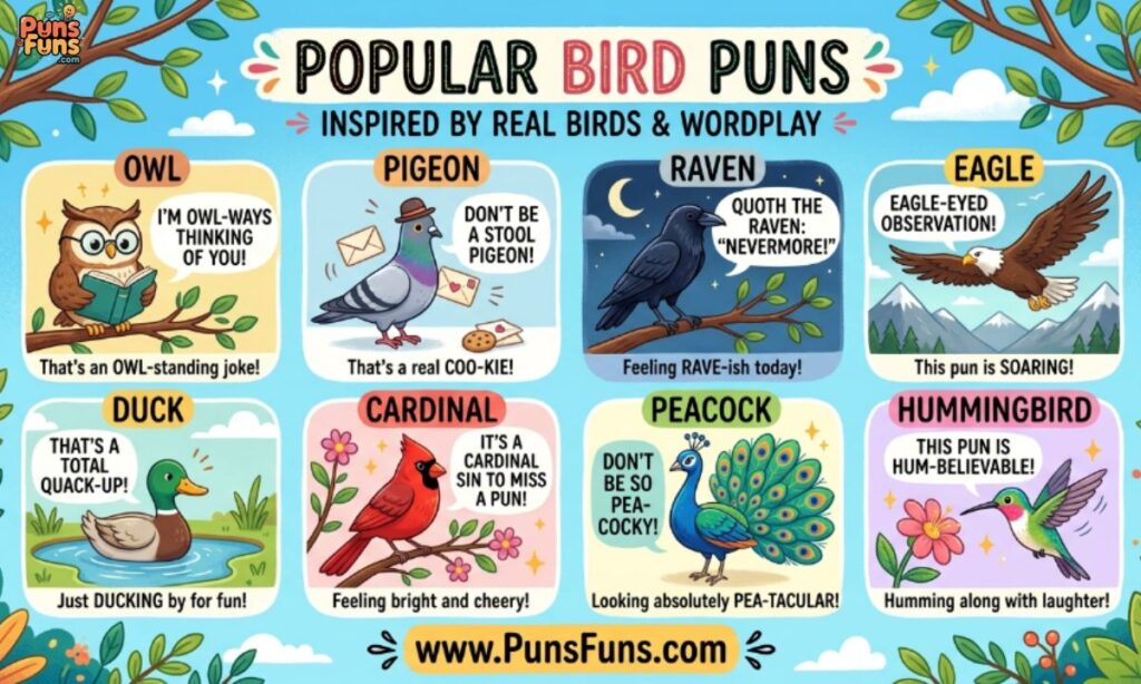 Popular Bird Puns Inspired by Real Birds