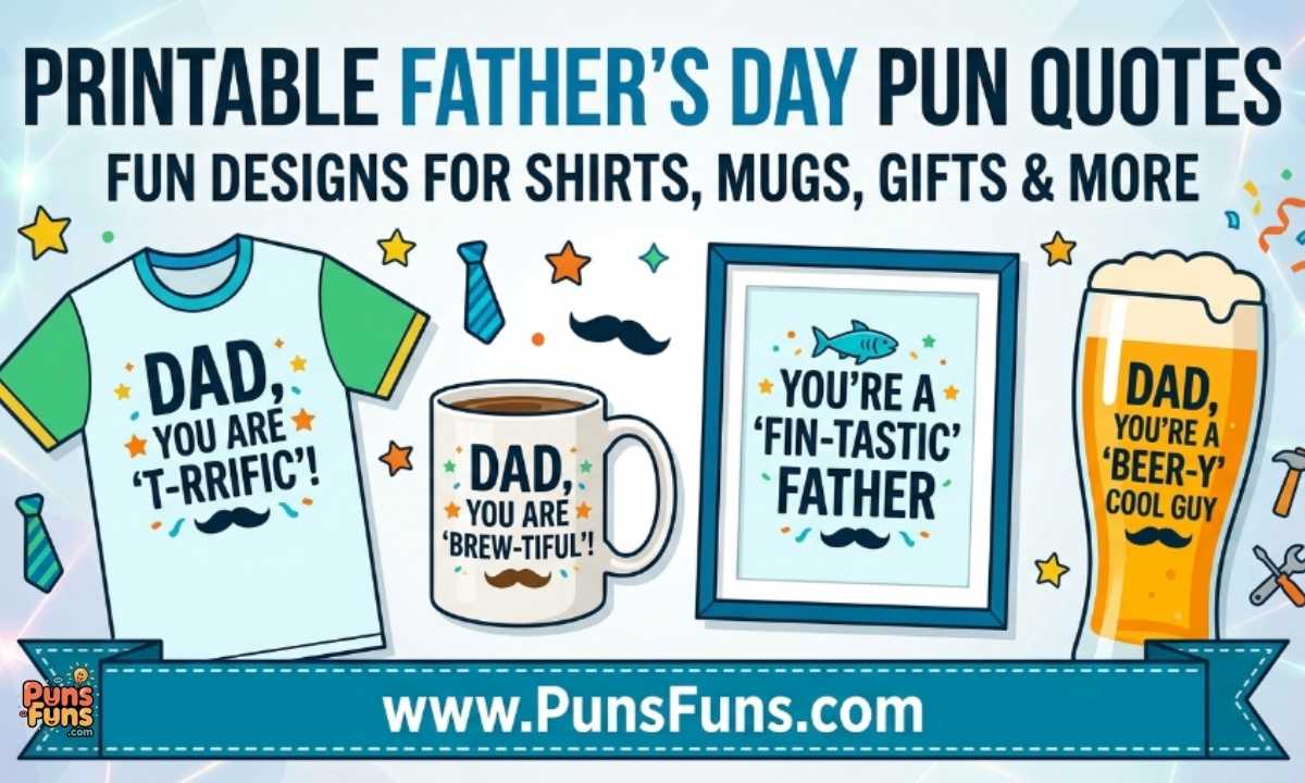 Printable Father's Day Pun Quotes for Gifts, Shirts, and Mugs
