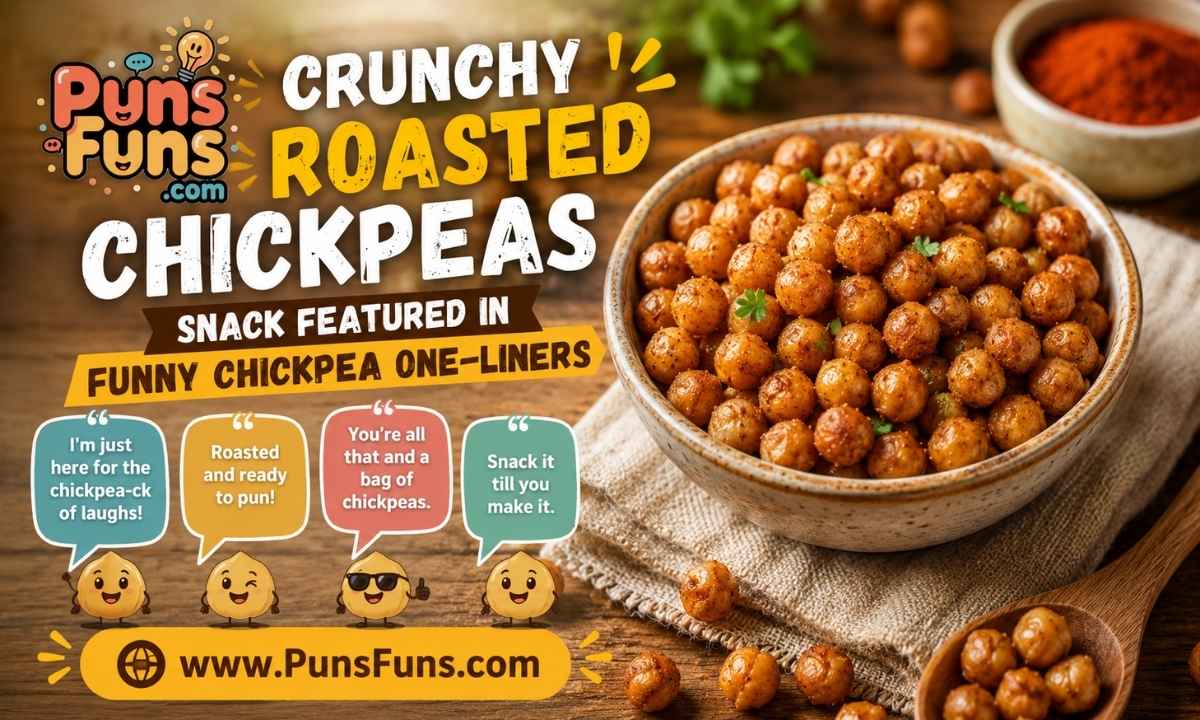 Crunchy roasted chickpeas snack featured in funny chickpea one-liners