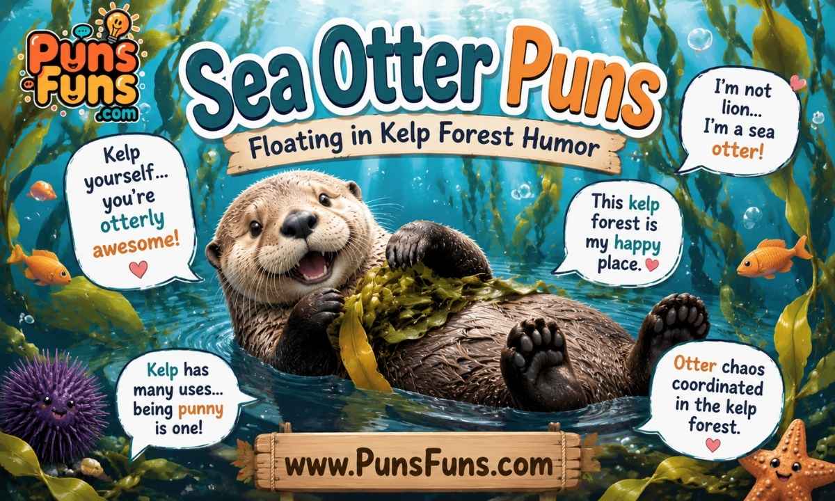 Sea Otter Puns Floating in Kelp Forest Humor