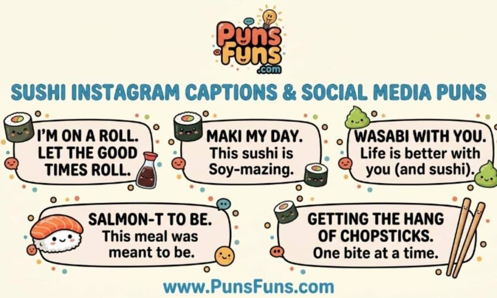 Sushi Instagram Captions & Social Media Puns