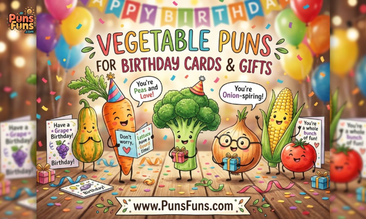 Vegetable Puns for Birthday Cards & Gifts